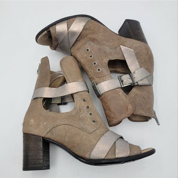 Dkode Booties Heeled Brown Tan Buckle Boots Zip Up EU 37 US 6.5 Boot Shoes Heels - Picture 3 of 15